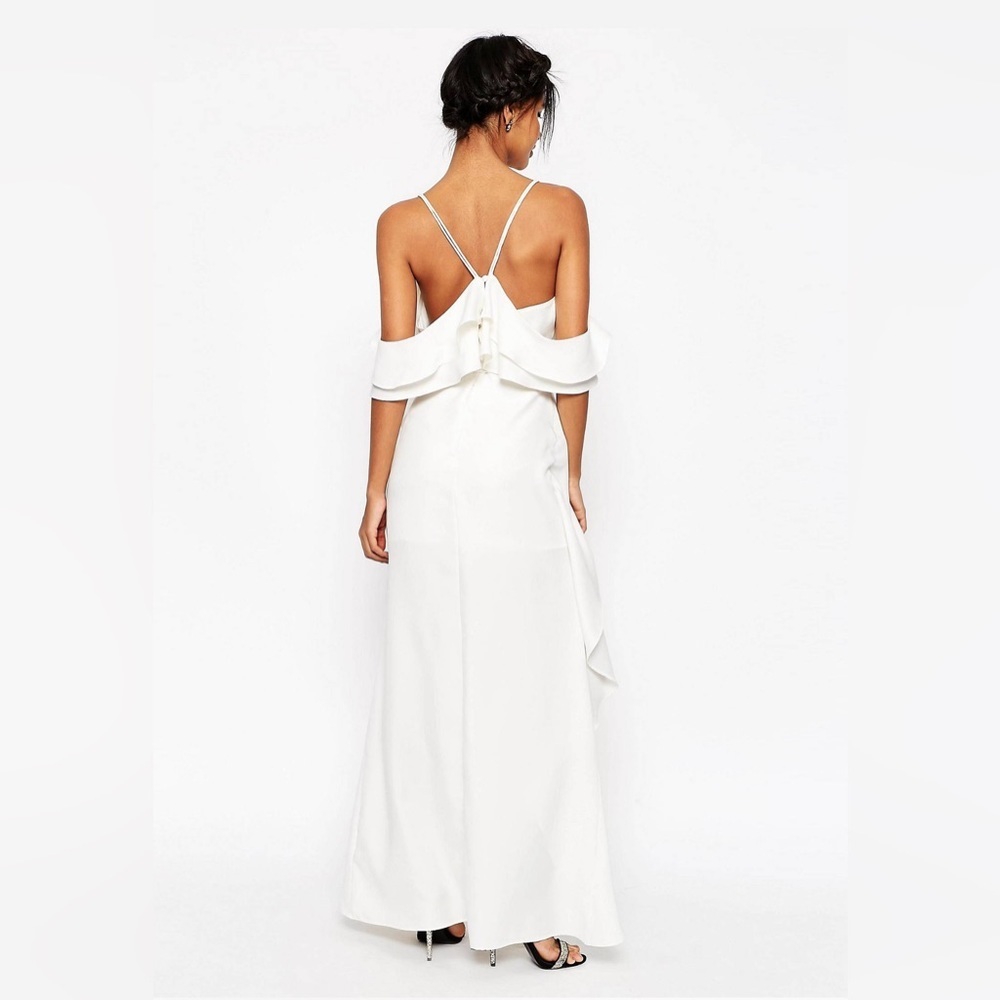 ASOS Cold-Shoulder‎ Ruffle Cami Maxi Dress Size 8 - Picture 4 of 11
